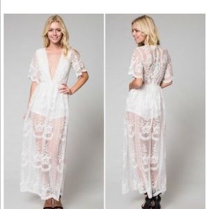 White lace honeypunch maxi dress